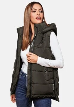 Marikoo Bodywarmers Bodywarmer Zarinaa Dames Donkergroen -Marikoo Winkel 2258d88692fbbd45f9c216a528534b19