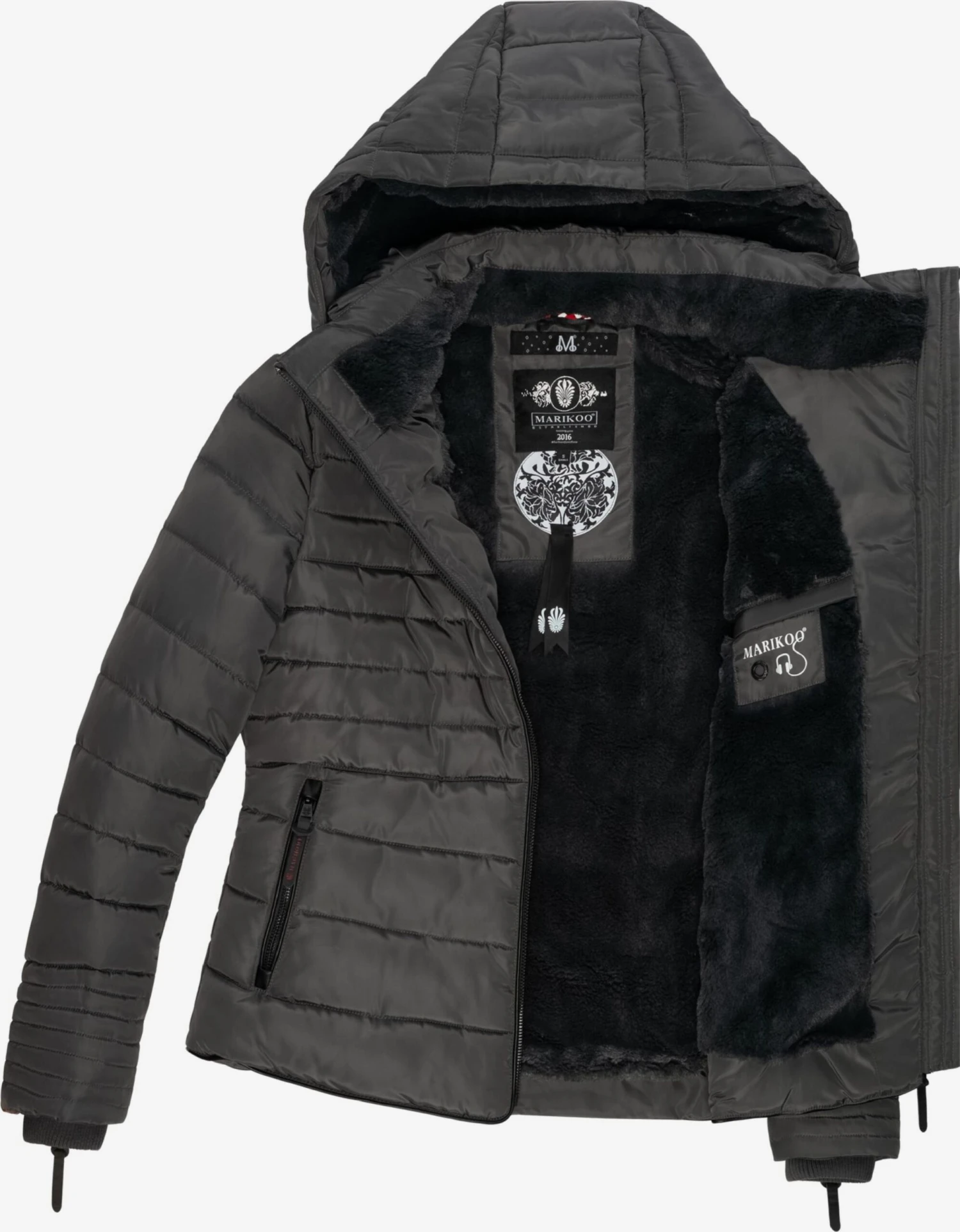 Marikoo Gewatteerde Jassen Winterjas Amber Dames Antraciet 7 Marikoo Gewatteerde Jassen Winterjas Amber Dames Antraciet - Afbeelding 5