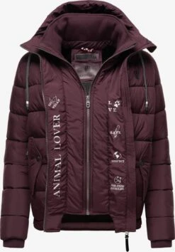 Marikoo Winterjassen Winterjas Taisaa Dames Wijnrood -Marikoo Winkel 6ad71fa071854fb2bd70b728315cfb53