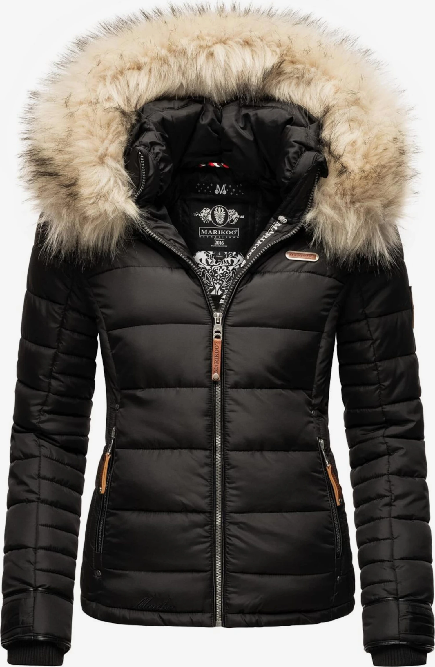 Marikoo Gewatteerde Jassen Winterjas Lerikaa Dames Zwart 3 Marikoo Gewatteerde Jassen Winterjas Lerikaa Dames Zwart