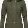 Marikoo Winterjassen Winterjas Bikoo Dames Kaki -Marikoo Winkel 925414ffd293ca43610c21ebf70e51f2