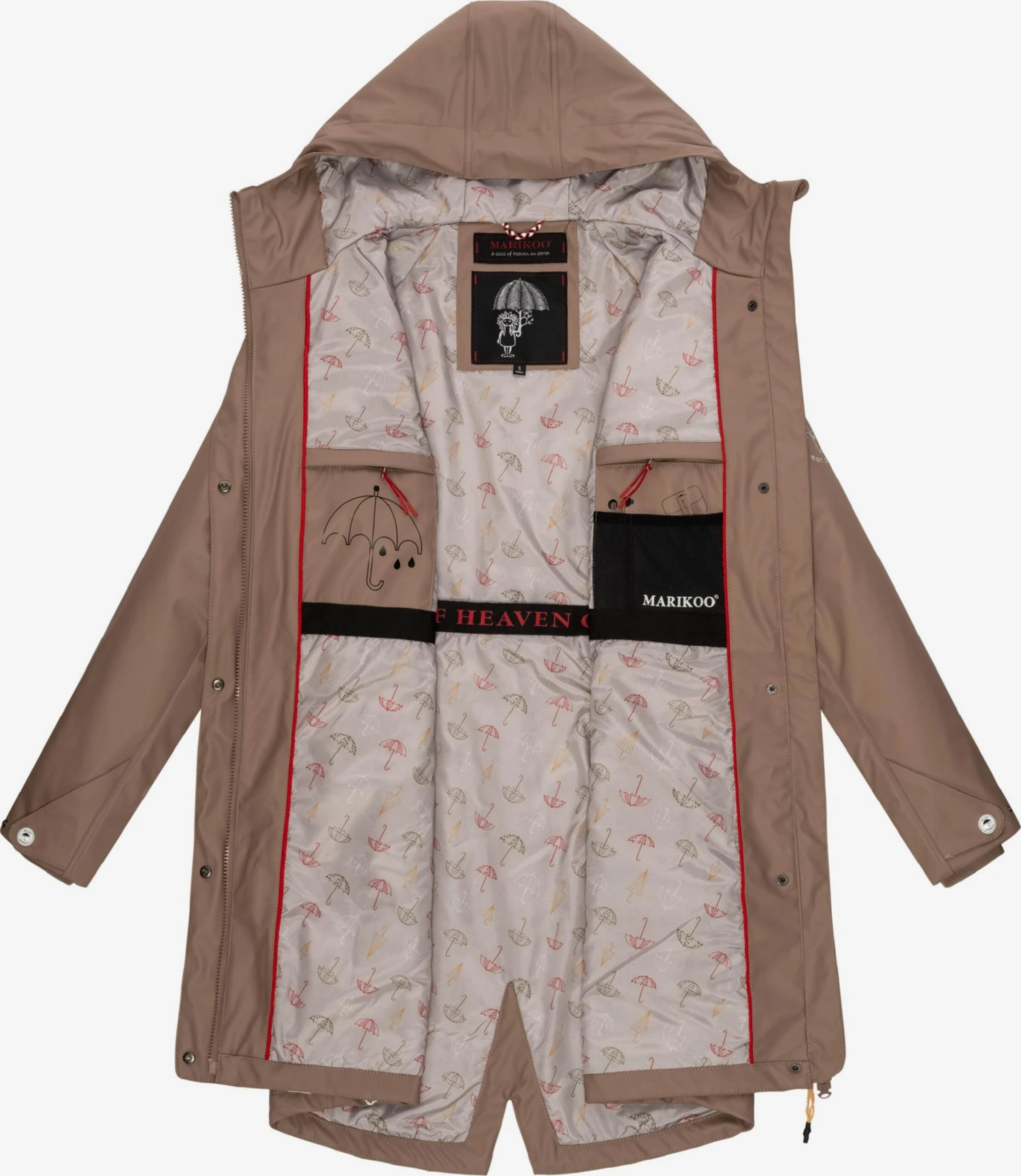 Marikoo Regenmantels Functionele Mantel Dames Bruin 6 Marikoo Regenmantels Functionele Mantel Dames Bruin - Afbeelding 4