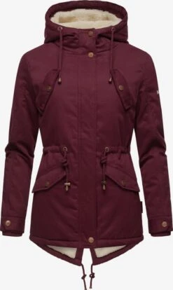 Marikoo Winterjassen Winterjas Manolya Dames Wijnrood -Marikoo Winkel b407be26b95d024629b8f59578be1e28