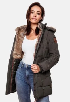 Marikoo Korte Mantels Wintermantel Dames Basaltgrijs -Marikoo Winkel ca4c1f35ec738729c2c760ba9746036b