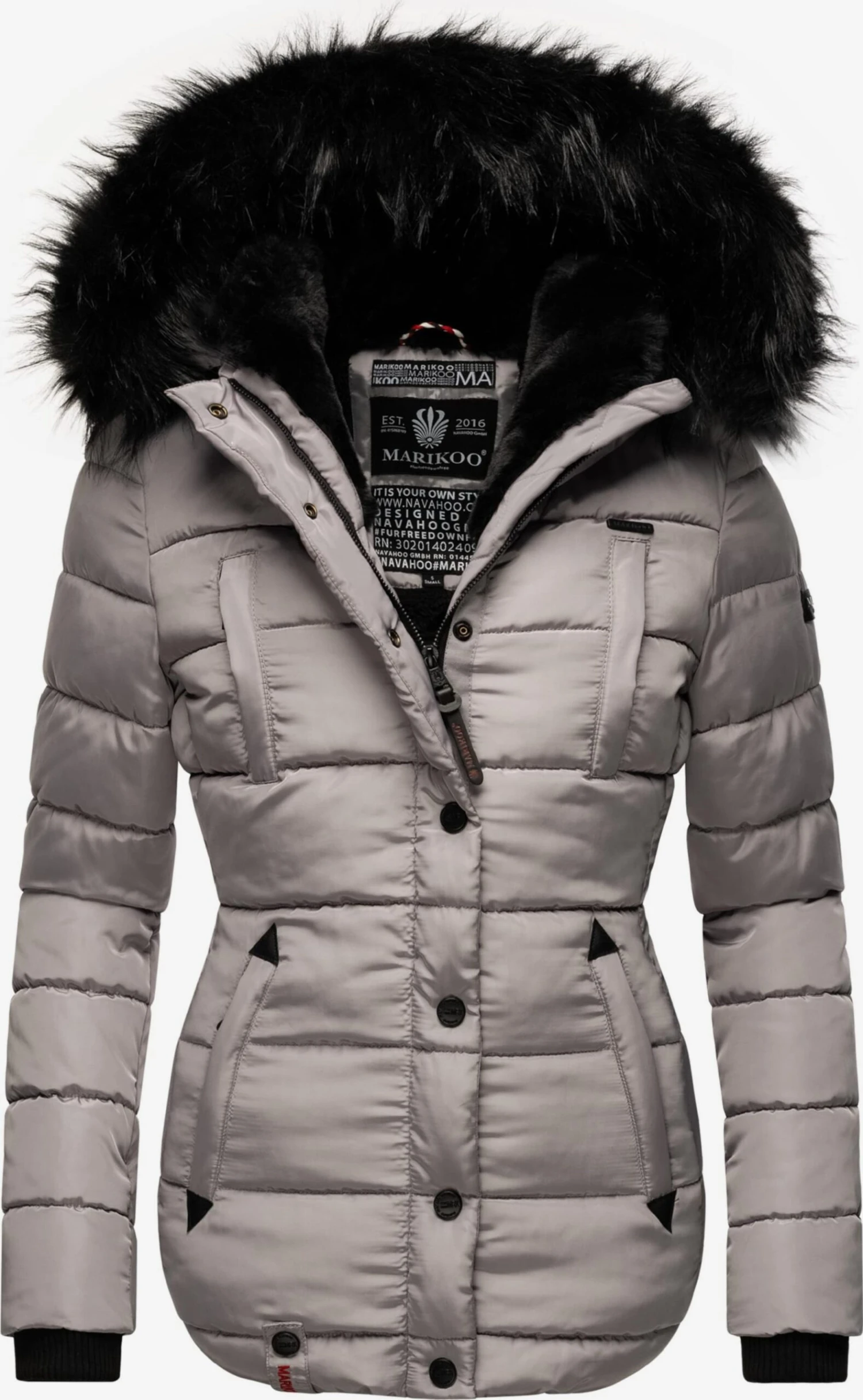 Marikoo Winterjassen Winterjas Lotusblüte Dames Grijs 3 Marikoo Winterjassen Winterjas Lotusblüte Dames Grijs